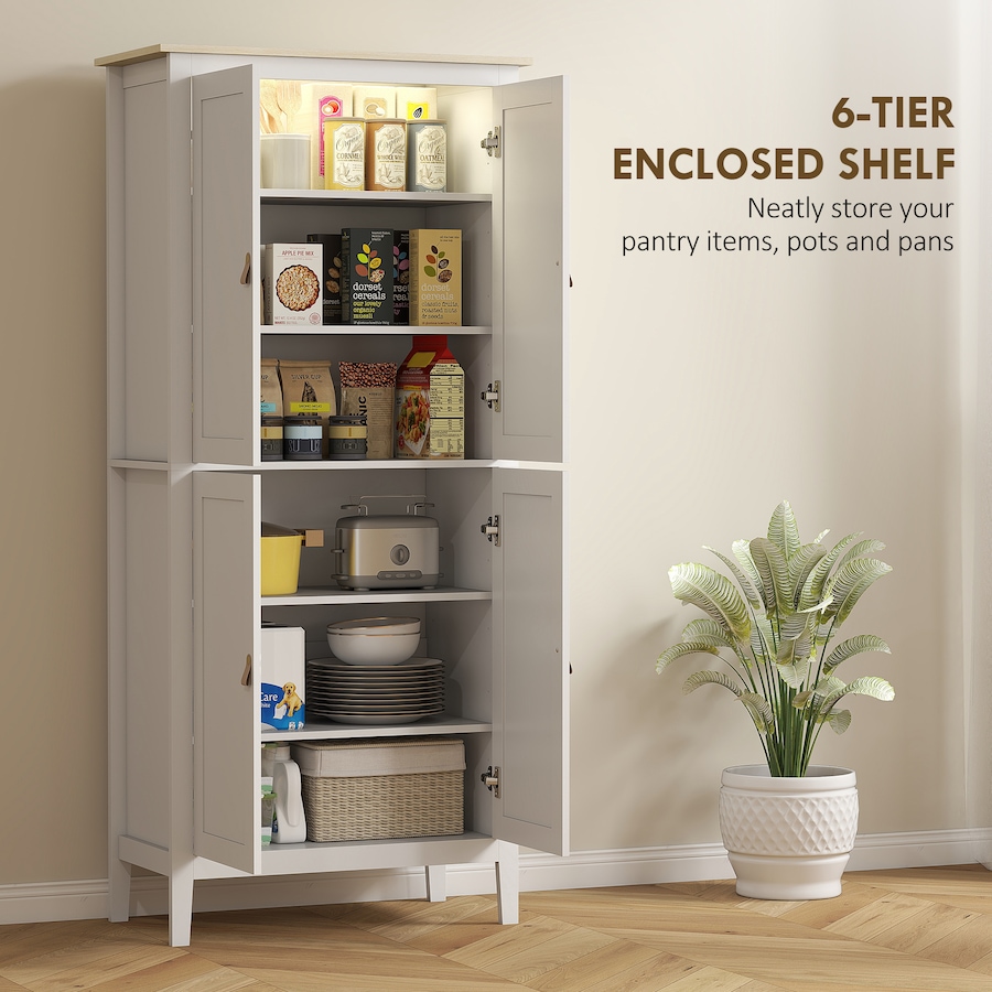 Image 997345_ALTMORE4.jpg, Product 997-345 / Price $236.15 - $249.36, HOMCOM Kitchen Pantry with Sensor LED Light Pantry Storage Cabinet White from HOMCOM on TSC.ca's Home & Garden department