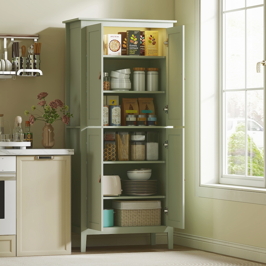 Image 997345_ALTMORE9.jpg, Product 997-345 / Price $236.15 - $249.36, HOMCOM Kitchen Pantry with Sensor LED Light Pantry Storage Cabinet White from HOMCOM on TSC.ca's Home & Garden department