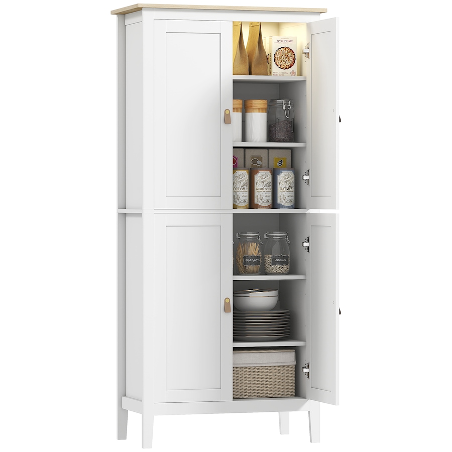 Image 997345_ST01.jpg, Product 997-345 / Price $236.15 - $249.36, HOMCOM Kitchen Pantry with Sensor LED Light Pantry Storage Cabinet White from HOMCOM on TSC.ca's Home & Garden department