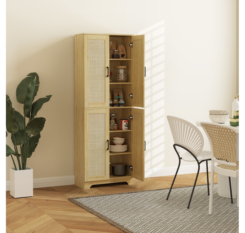 Image 997346_ALTMORE1.jpg, Product 997-346 / Price $199.99 - $204.99, HOMCOM Kitchen Pantry with 4 Rattan Doors and Adjustable Shelves, Oak from HOMCOM on TSC.ca's Home & Garden department