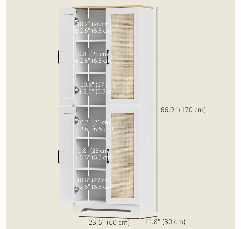 Image 997346_ALTMORE10.jpg, Product 997-346 / Price $199.99 - $204.99, HOMCOM Kitchen Pantry with 4 Rattan Doors and Adjustable Shelves, Oak from HOMCOM on TSC.ca's Home & Garden department