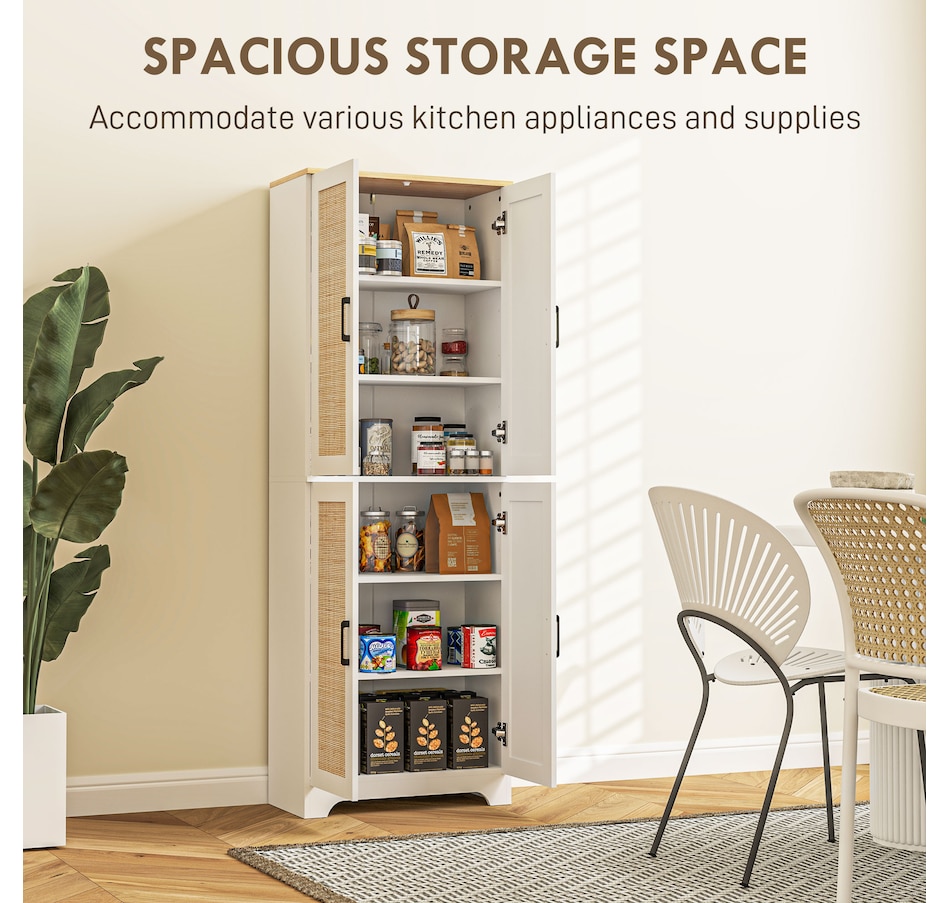 Image 997346_ALTMORE11.jpg, Product 997-346 / Price $199.99 - $204.99, HOMCOM Kitchen Pantry with 4 Rattan Doors and Adjustable Shelves, Oak from HOMCOM on TSC.ca's Home & Garden department