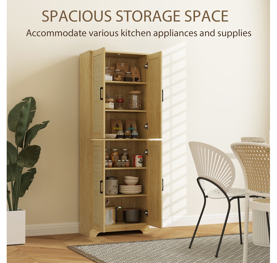 Image 997346_ALTMORE3.jpg, Product 997-346 / Price $199.99 - $204.99, HOMCOM Kitchen Pantry with 4 Rattan Doors and Adjustable Shelves, Oak from HOMCOM on TSC.ca's Home & Garden department