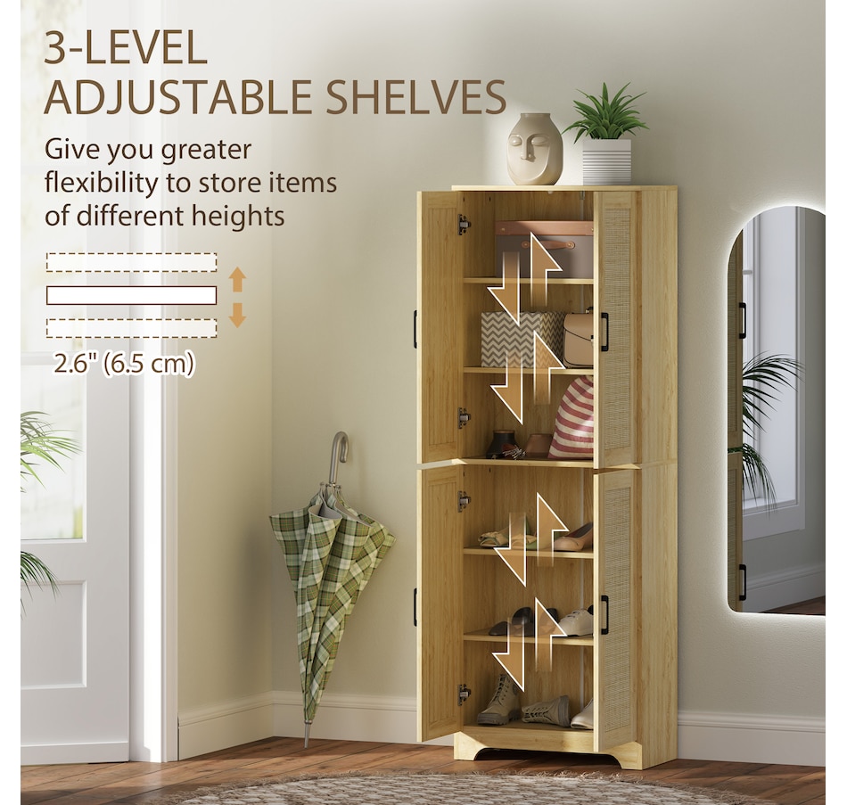 Image 997346_ALTMORE4.jpg, Product 997-346 / Price $199.99 - $204.99, HOMCOM Kitchen Pantry with 4 Rattan Doors and Adjustable Shelves, Oak from HOMCOM on TSC.ca's Home & Garden department