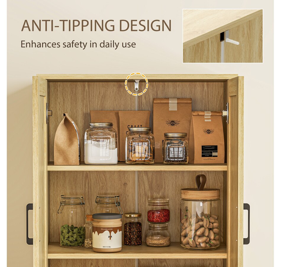 Image 997346_ALTMORE5.jpg, Product 997-346 / Price $199.99 - $204.99, HOMCOM Kitchen Pantry with 4 Rattan Doors and Adjustable Shelves, Oak from HOMCOM on TSC.ca's Home & Garden department