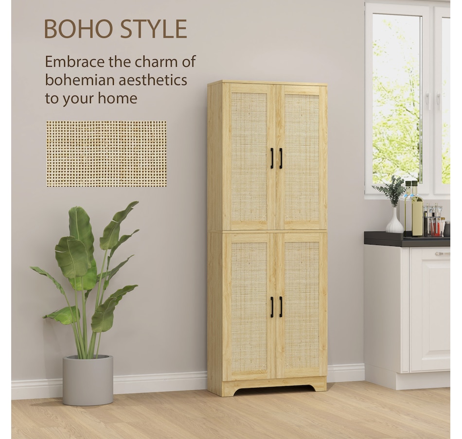 Image 997346_ALTMORE6.jpg, Product 997-346 / Price $199.99 - $204.99, HOMCOM Kitchen Pantry with 4 Rattan Doors and Adjustable Shelves, Oak from HOMCOM on TSC.ca's Home & Garden department