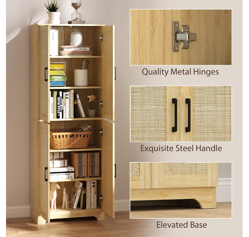 Image 997346_ALTMORE7.jpg, Product 997-346 / Price $199.99 - $204.99, HOMCOM Kitchen Pantry with 4 Rattan Doors and Adjustable Shelves, Oak from HOMCOM on TSC.ca's Home & Garden department