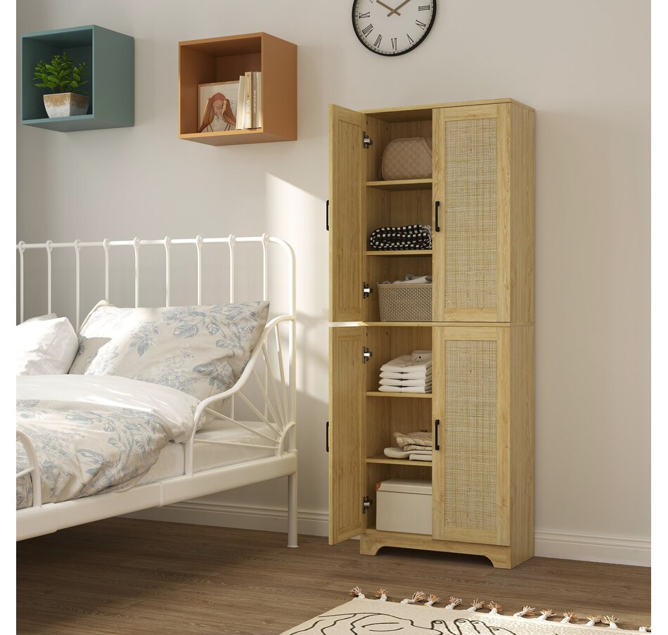 Image 997346_ALTMORE8.jpg, Product 997-346 / Price $199.99 - $204.99, HOMCOM Kitchen Pantry with 4 Rattan Doors and Adjustable Shelves, Oak from HOMCOM on TSC.ca's Home & Garden department