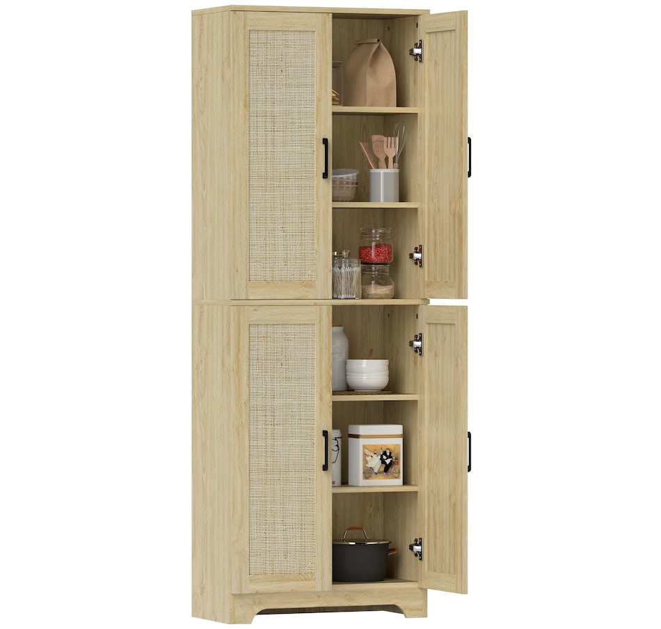 Image 997346_ST01.jpg, Product 997-346 / Price $199.99 - $204.99, HOMCOM Kitchen Pantry with 4 Rattan Doors and Adjustable Shelves, Oak from HOMCOM on TSC.ca's Home & Garden department