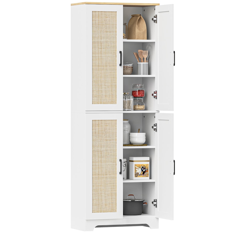 Image 997346_ST02.jpg, Product 997-346 / Price $199.99 - $204.99, HOMCOM Kitchen Pantry with 4 Rattan Doors and Adjustable Shelves, Oak from HOMCOM on TSC.ca's Home & Garden department