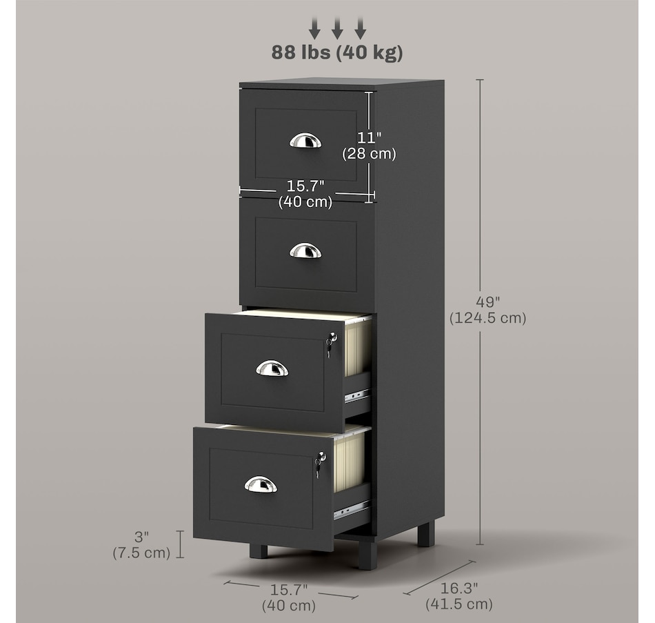 Image 997347_ALTMORE2.jpg, Product 997-347 / Price $164.99, HOMCOM Lateral File Cabinet with 4 Drawer, Lock, for A4 Letter from HOMCOM on TSC.ca's Home & Garden department