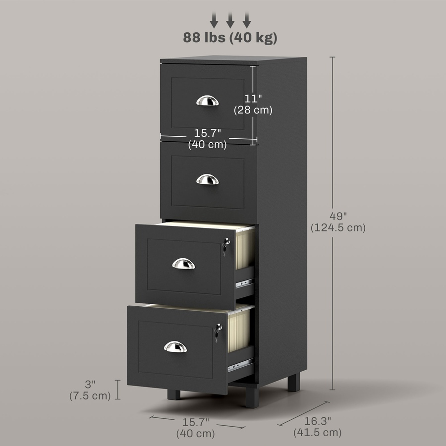 Image 997347_ALTMORE2.jpg, Product 997-347 / Price $144.19 - $149.99, HOMCOM Lateral File Cabinet with 4 Drawer, Lock, for A4 Letter from HOMCOM on TSC.ca's Home & Garden department