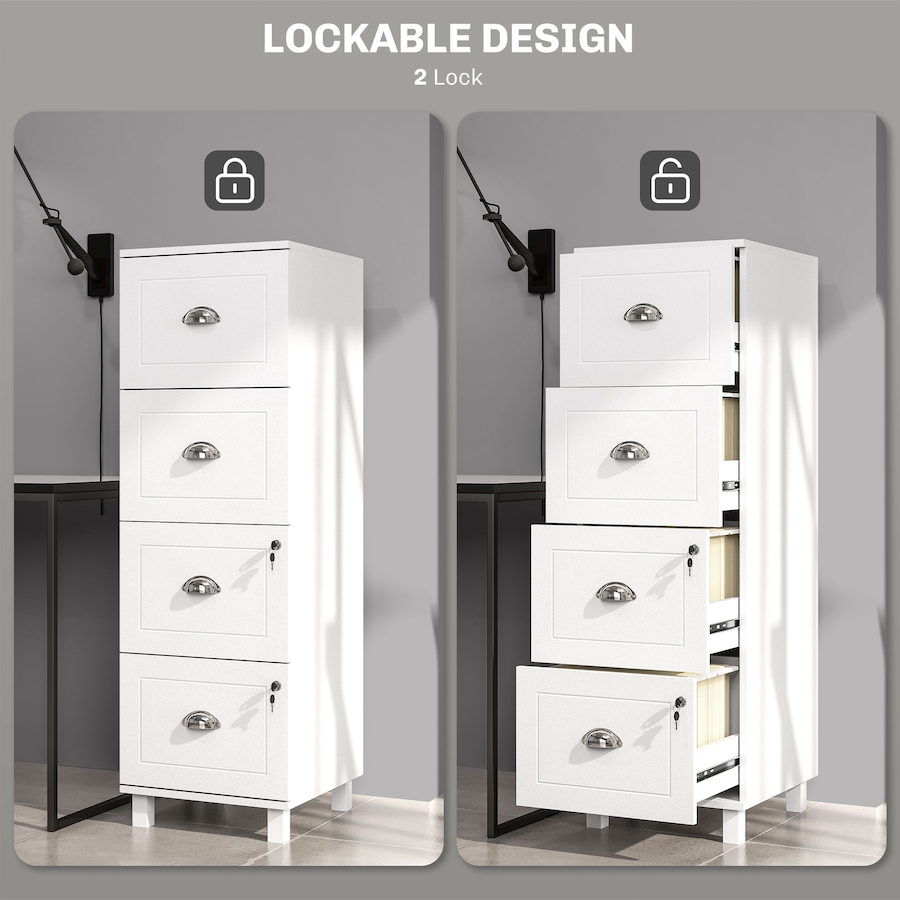 Image 997347_ALTMORE22.jpg, Product 997-347 / Price $144.19 - $149.99, HOMCOM Lateral File Cabinet with 4 Drawer, Lock, for A4 Letter from HOMCOM on TSC.ca's Home & Garden department