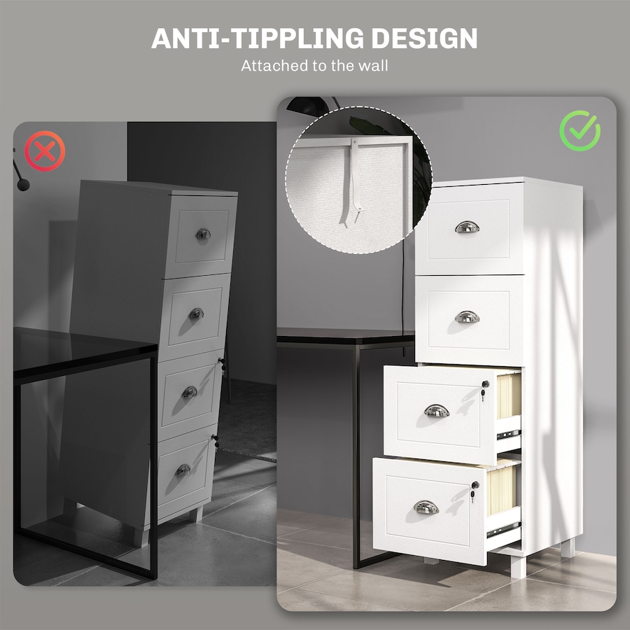 Image 997347_ALTMORE24.jpg, Product 997-347 / Price $144.19 - $149.99, HOMCOM Lateral File Cabinet with 4 Drawer, Lock, for A4 Letter from HOMCOM on TSC.ca's Home & Garden department