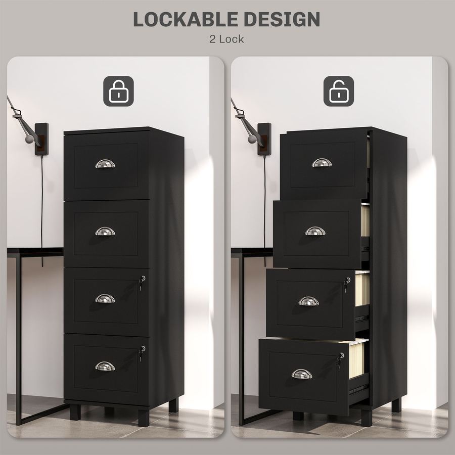 Image 997347_ALTMORE5.jpg, Product 997-347 / Price $144.19 - $149.99, HOMCOM Lateral File Cabinet with 4 Drawer, Lock, for A4 Letter from HOMCOM on TSC.ca's Home & Garden department