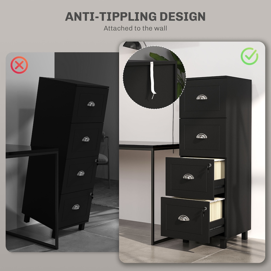 Image 997347_ALTMORE7.jpg, Product 997-347 / Price $144.19 - $149.99, HOMCOM Lateral File Cabinet with 4 Drawer, Lock, for A4 Letter from HOMCOM on TSC.ca's Home & Garden department