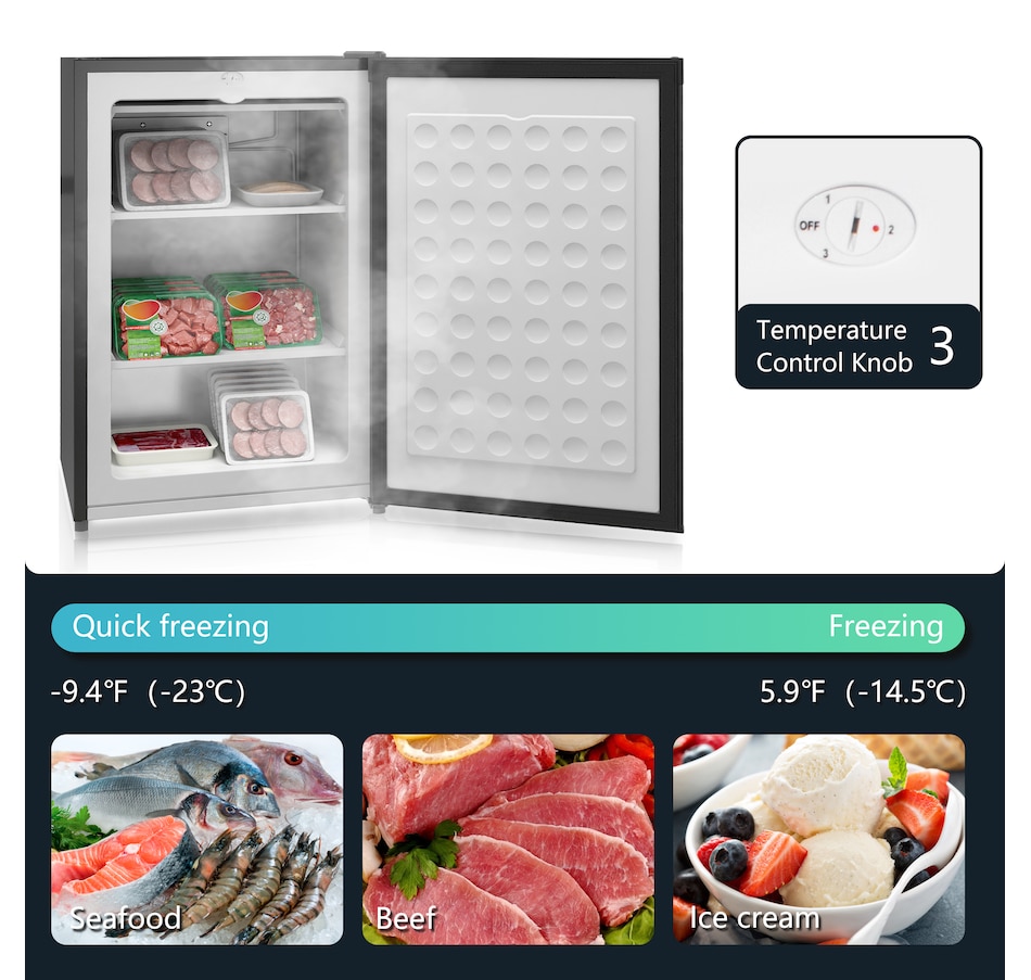 Image 997350_ALTMORE11.jpg, Product 997-350 / Price $289.99 - $299.99, HOMCOM Compact Upright Freezer 3Cu.Ft Mini Freezer w/Reversible Single Door from HOMCOM on TSC.ca's Kitchen department