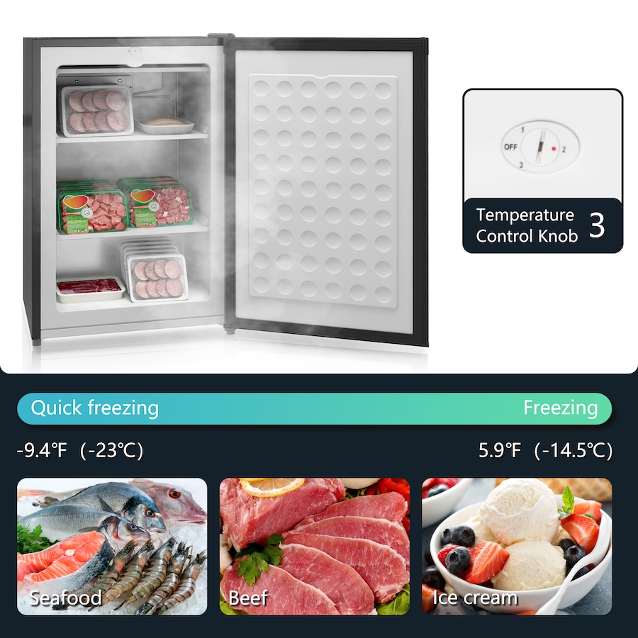 Image 997350_ALTMORE11.jpg, Product 997-350 / Price $319.99, HOMCOM Compact Upright Freezer 3Cu.Ft Mini Freezer w/Reversible Single Door from HOMCOM on TSC.ca's Kitchen department