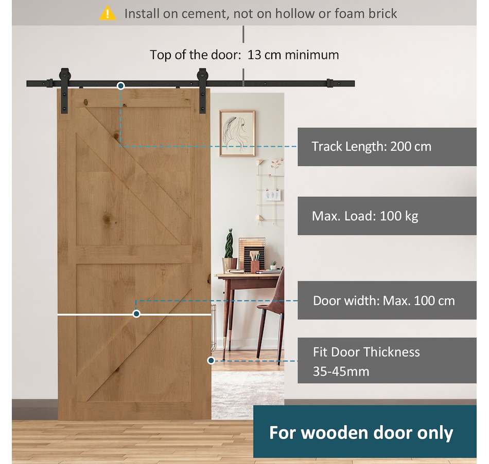 Image 997353_ALTMORE11.jpg, Product 997-353 / Price $52.99 - $64.99, HOMCOM 6.6FT Sliding Barn Door Hardware Kit Barn Door Track Kit Brown from HOMCOM on TSC.ca's Home & Garden department