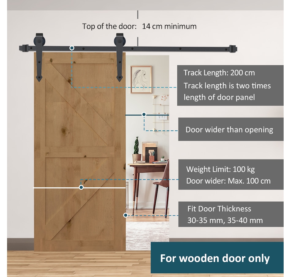 Image 997353_ALTMORE5.jpg, Product 997-353 / Price $52.99 - $64.99, HOMCOM 6.6FT Sliding Barn Door Hardware Kit Barn Door Track Kit Brown from HOMCOM on TSC.ca's Home & Garden department