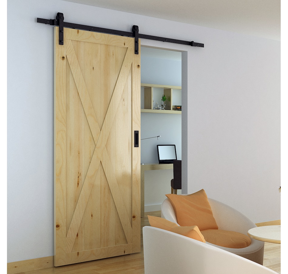 Image 997353_ALTMORE9.jpg, Product 997-353 / Price $52.99 - $64.99, HOMCOM 6.6FT Sliding Barn Door Hardware Kit Barn Door Track Kit Brown from HOMCOM on TSC.ca's Home & Garden department