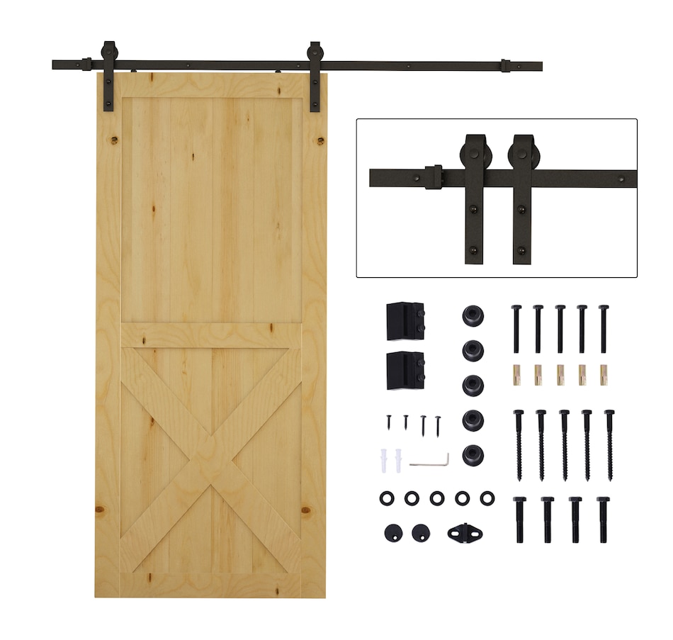 Image 997353_ST02.jpg, Product 997-353 / Price $52.99 - $64.99, HOMCOM 6.6FT Sliding Barn Door Hardware Kit Barn Door Track Kit Brown from HOMCOM on TSC.ca's Home & Garden department