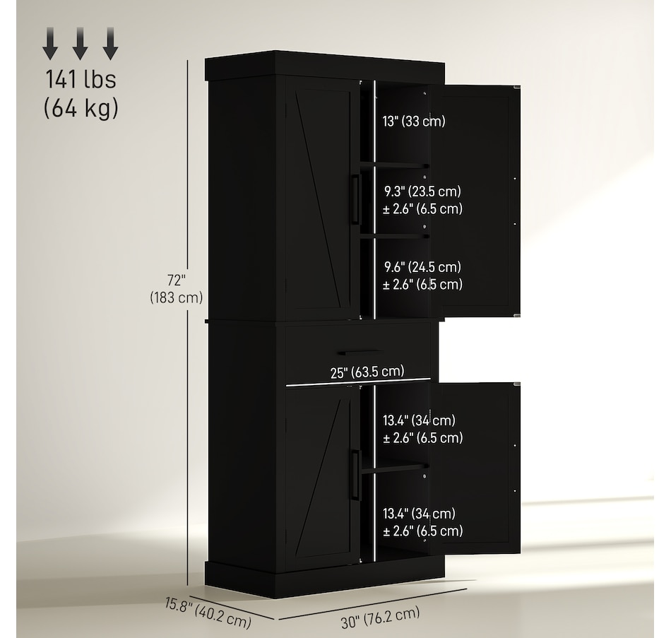 Image 997357_ALTMORE18.jpg, Product 997-357 / Price $239.99 - $314.99, HOMCOM 72" Tall Kitchen Pantry Storage Cabinet with Barn Doors and Drawer from HOMCOM on TSC.ca's Home & Garden department