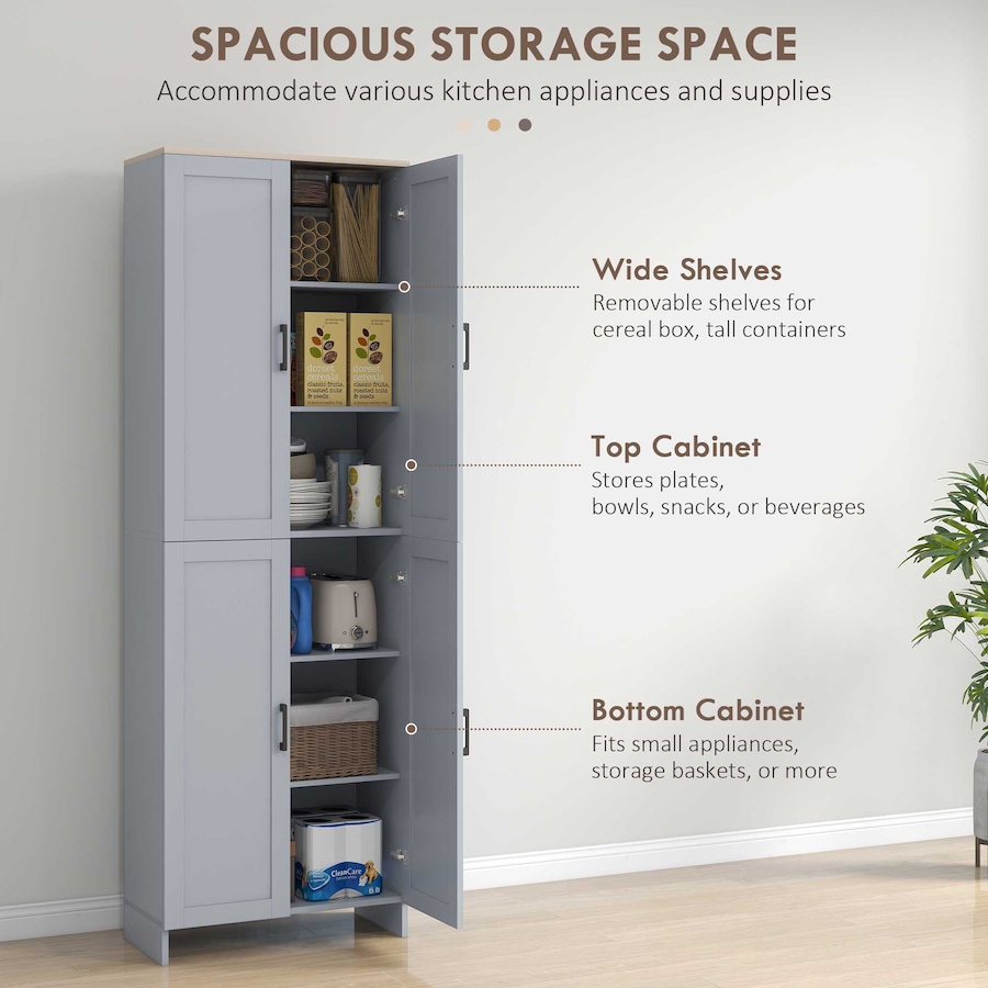 Image 997358_ALTMORE27.jpg, Product 997-358 / Price $189.99 - $194.99, HOMCOM 67" Kitchen Pantry 4-door Storage Cabinet with Adjustable Shelves from HOMCOM on TSC.ca's Home & Garden department