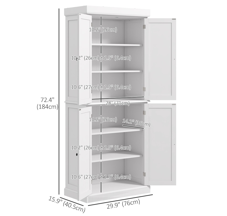 Image 997363_ALTMORE2.jpg, Product 997-363 / Price $289.99 - $369.99, HOMCOM Freestanding 4 Door Kitchen Pantry Cabinet with Shelves from HOMCOM on TSC.ca's Home & Garden department