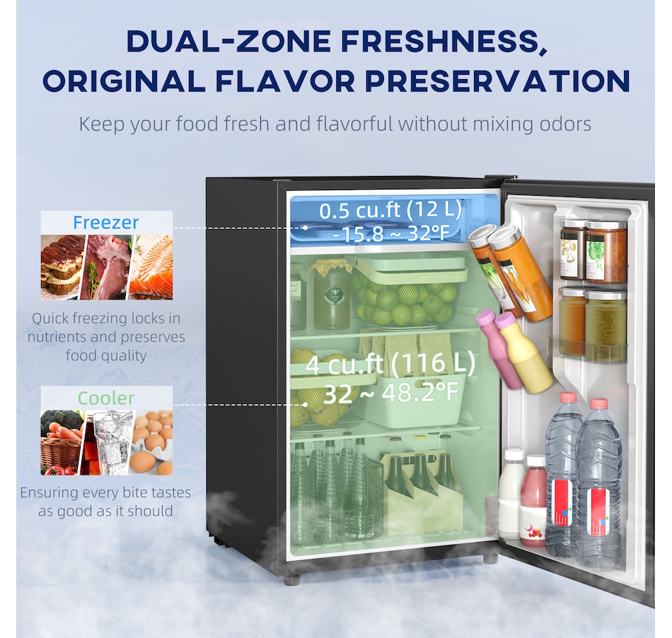 Image 997366_ALTMORE1.jpg, Product 997-366 / Price $259.99 - $289.99, HOMCOM 4.5 Cu Ft Mini Fridge with Freezer, Wheels, Refrigerator from HOMCOM on TSC.ca's Kitchen department