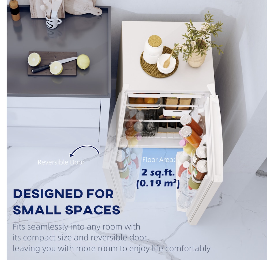 Image 997366_ALTMORE10.jpg, Product 997-366 / Price $259.99 - $289.99, HOMCOM 4.5 Cu Ft Mini Fridge with Freezer, Wheels, Refrigerator from HOMCOM on TSC.ca's Kitchen department