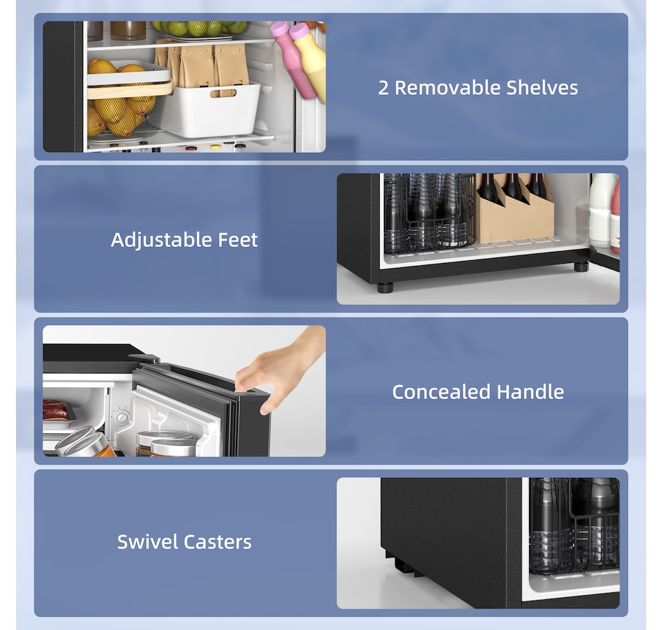 Image 997366_ALTMORE3.jpg, Product 997-366 / Price $259.99 - $289.99, HOMCOM 4.5 Cu Ft Mini Fridge with Freezer, Wheels, Refrigerator from HOMCOM on TSC.ca's Kitchen department