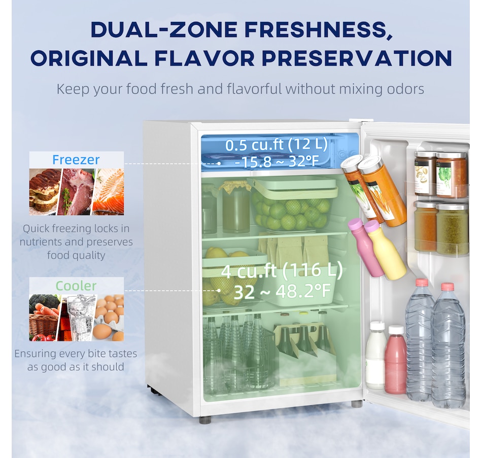 Image 997366_ALTMORE9.jpg, Product 997-366 / Price $259.99 - $289.99, HOMCOM 4.5 Cu Ft Mini Fridge with Freezer, Wheels, Refrigerator from HOMCOM on TSC.ca's Kitchen department