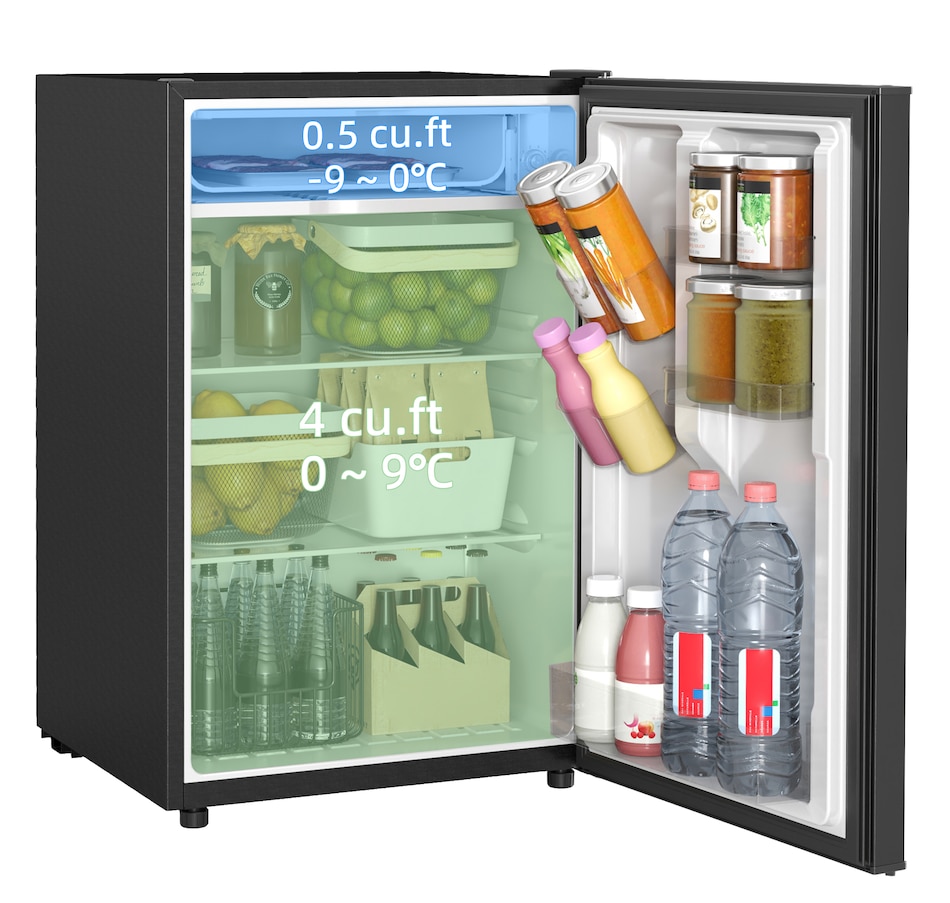 Image 997366_ST01.jpg, Product 997-366 / Price $259.99 - $289.99, HOMCOM 4.5 Cu Ft Mini Fridge with Freezer, Wheels, Refrigerator from HOMCOM on TSC.ca's Kitchen department