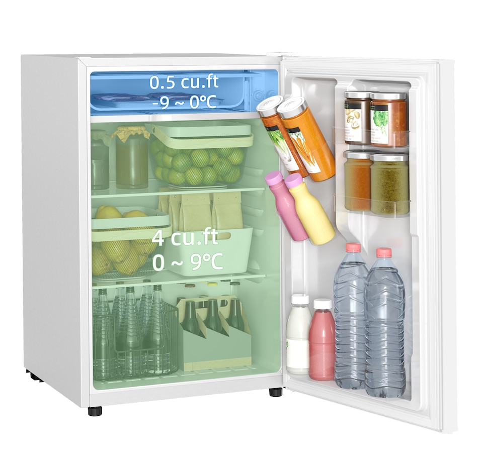 Image 997366_ST02.jpg, Product 997-366 / Price $259.99 - $289.99, HOMCOM 4.5 Cu Ft Mini Fridge with Freezer, Wheels, Refrigerator from HOMCOM on TSC.ca's Kitchen department