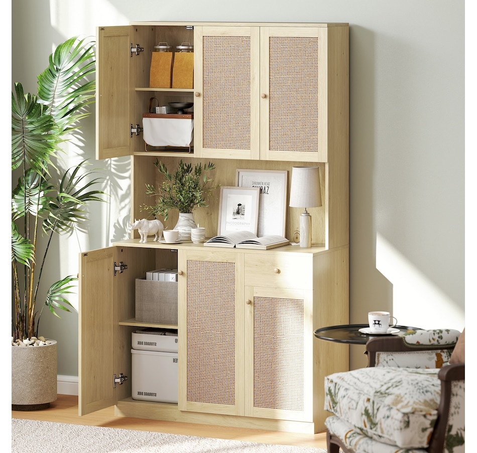 Image 997368_ALTMORE1.jpg, Product 997-368 / Price $269.99, HOMCOM Kitchen Pantry Cabinet with Open Countertop Kitchen Hutch, Natural from HOMCOM on TSC.ca's Home & Garden department