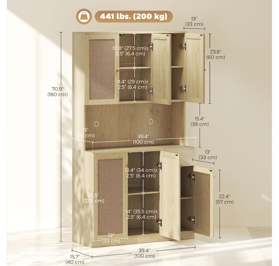 Image 997368_ALTMORE2.jpg, Product 997-368 / Price $269.99, HOMCOM Kitchen Pantry Cabinet with Open Countertop Kitchen Hutch, Natural from HOMCOM on TSC.ca's Home & Garden department
