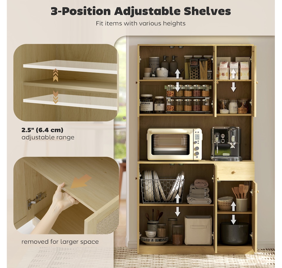 Image 997368_ALTMORE4.jpg, Product 997-368 / Price $269.99, HOMCOM Kitchen Pantry Cabinet with Open Countertop Kitchen Hutch, Natural from HOMCOM on TSC.ca's Home & Garden department