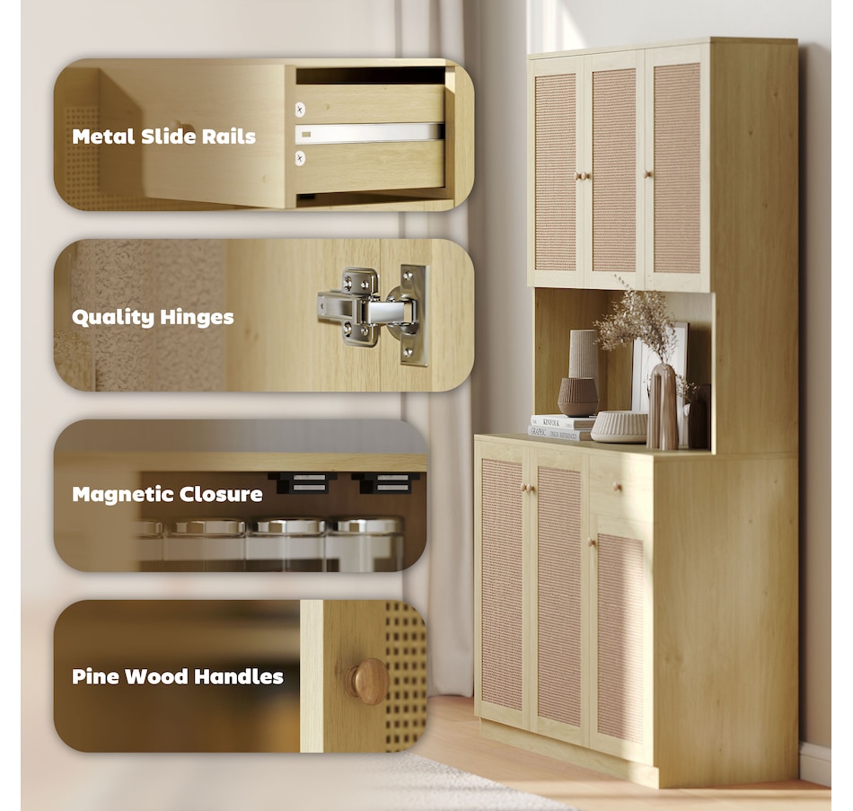 Image 997368_ALTMORE6.jpg, Product 997-368 / Price $269.99, HOMCOM Kitchen Pantry Cabinet with Open Countertop Kitchen Hutch, Natural from HOMCOM on TSC.ca's Home & Garden department