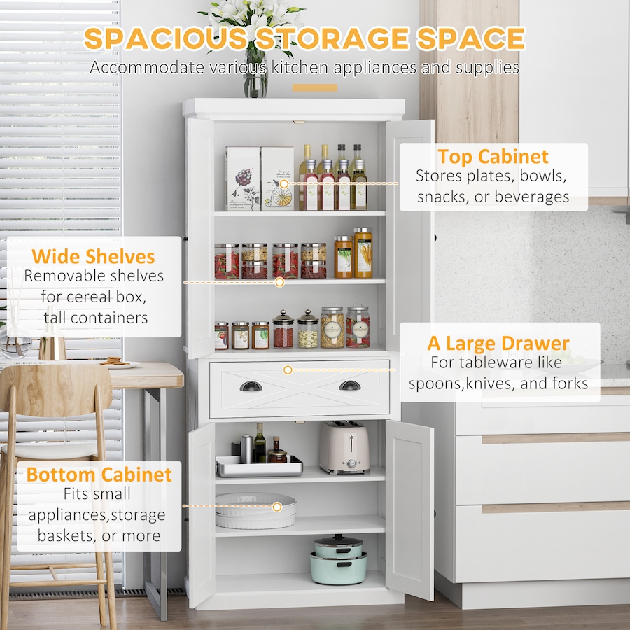 Image 997370_ALTMORE27.jpg, Product 997-370 / Price $279.99, HOMCOM Kitchen Pantry, Freestanding Buffet Cabinet with 4 Doors from HOMCOM on TSC.ca's Home & Garden department