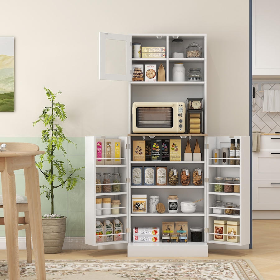 Image 997374_ALTMORE1.jpg, Product 997-374 / Price $269.99, HOMCOM 66.5" Kitchen Pantry Freestanding Storage Cabinet with Hutch White from HOMCOM on TSC.ca's Home & Garden department