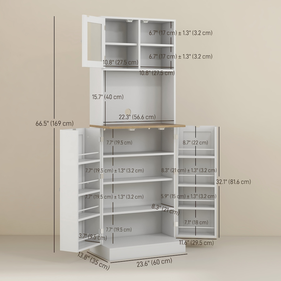 Image 997374_ALTMORE2.jpg, Product 997-374 / Price $269.99, HOMCOM 66.5" Kitchen Pantry Freestanding Storage Cabinet with Hutch White from HOMCOM on TSC.ca's Home & Garden department