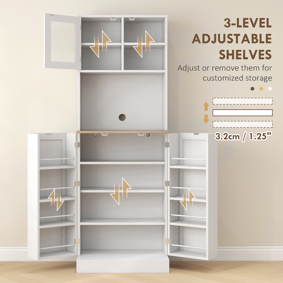 Image 997374_ALTMORE4.jpg, Product 997-374 / Price $269.99, HOMCOM 66.5" Kitchen Pantry Freestanding Storage Cabinet with Hutch White from HOMCOM on TSC.ca's Home & Garden department