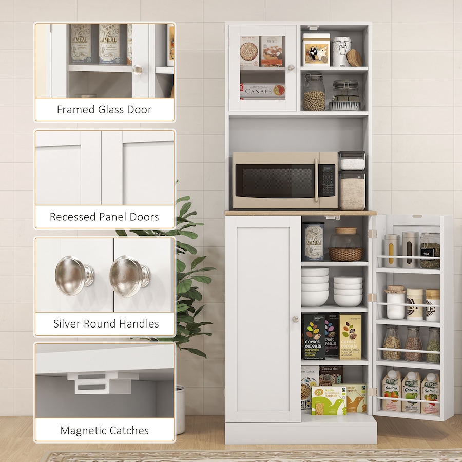 Image 997374_ALTMORE6.jpg, Product 997-374 / Price $269.99, HOMCOM 66.5" Kitchen Pantry Freestanding Storage Cabinet with Hutch White from HOMCOM on TSC.ca's Home & Garden department