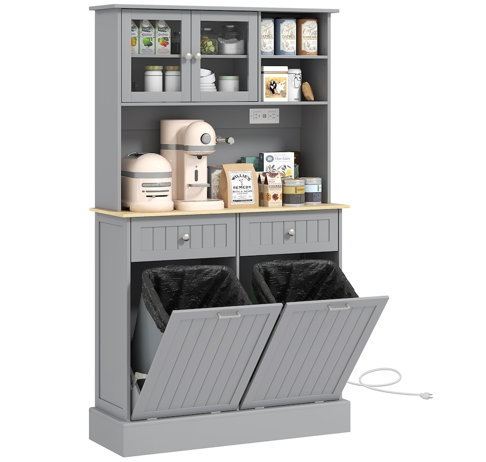 Image 997382.jpg, Product 997-382 / Price $309.99, HOMCOM Kitchen Pantry Cabinet, Storage Cabinet w/ Charging Station, Grey from HOMCOM on TSC.ca's Home & Garden department