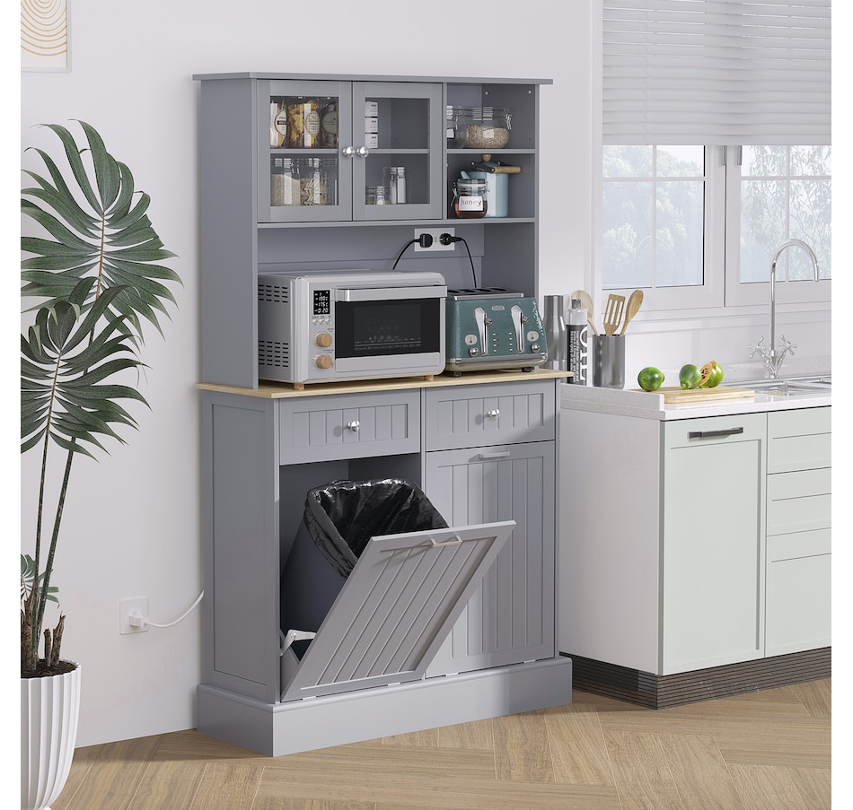 Image 997382_ALTMORE1.jpg, Product 997-382 / Price $309.99, HOMCOM Kitchen Pantry Cabinet, Storage Cabinet w/ Charging Station, Grey from HOMCOM on TSC.ca's Home & Garden department