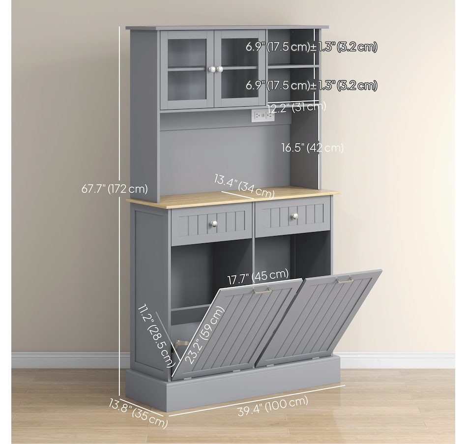 Image 997382_ALTMORE2.jpg, Product 997-382 / Price $309.99, HOMCOM Kitchen Pantry Cabinet, Storage Cabinet w/ Charging Station, Grey from HOMCOM on TSC.ca's Home & Garden department