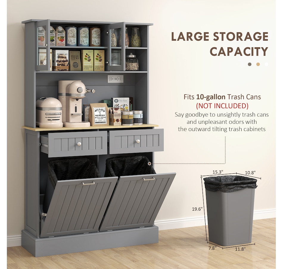 Image 997382_ALTMORE4.jpg, Product 997-382 / Price $309.99, HOMCOM Kitchen Pantry Cabinet, Storage Cabinet w/ Charging Station, Grey from HOMCOM on TSC.ca's Home & Garden department