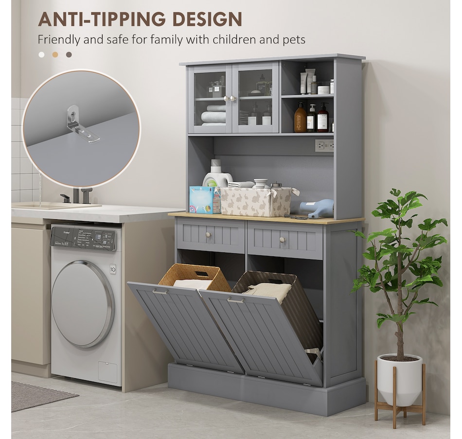 Image 997382_ALTMORE7.jpg, Product 997-382 / Price $309.99, HOMCOM Kitchen Pantry Cabinet, Storage Cabinet w/ Charging Station, Grey from HOMCOM on TSC.ca's Home & Garden department