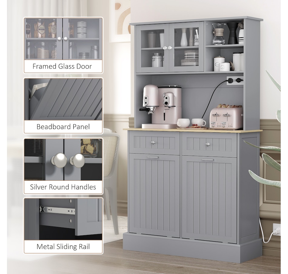 Image 997382_ALTMORE8.jpg, Product 997-382 / Price $309.99, HOMCOM Kitchen Pantry Cabinet, Storage Cabinet w/ Charging Station, Grey from HOMCOM on TSC.ca's Home & Garden department